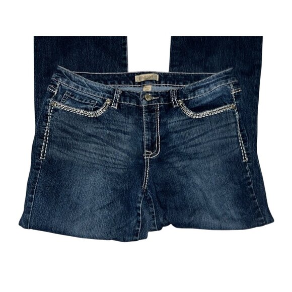 Nine West Vintage America Womens Dark Wash Embellished Jeans 12/31 Mid-Rise Boot - Picture 11 of 13